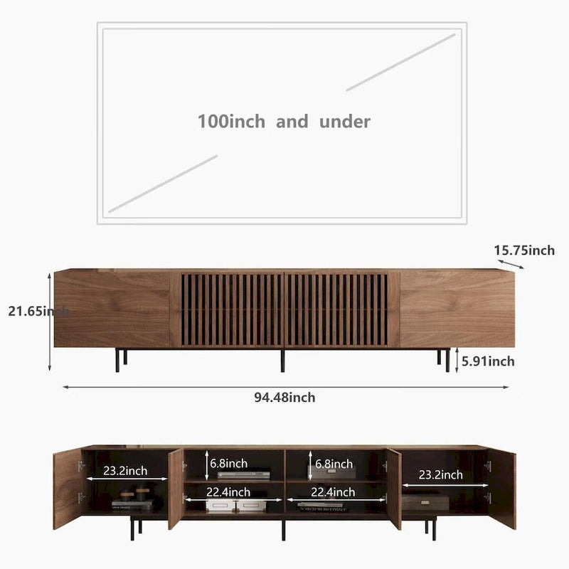 Mobile TV scandinavo naturale/noce, per TV fino a 80"