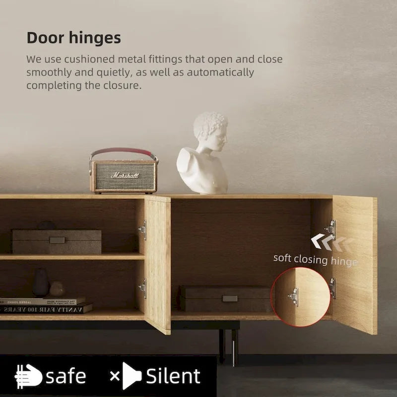 Mobile TV scandinavo naturale/noce, per TV fino a 80"