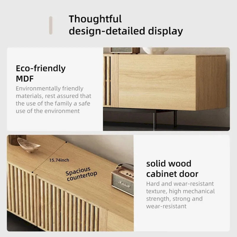 Mobile TV scandinavo naturale/noce, per TV fino a 80"