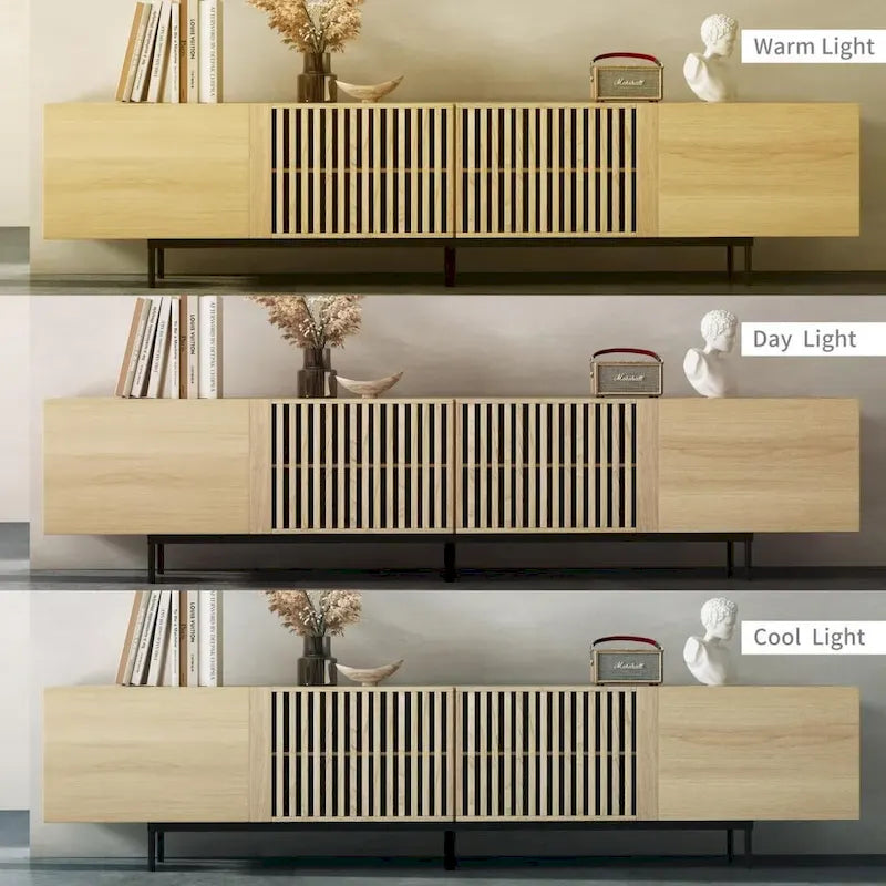 Mobile TV scandinavo naturale/noce, per TV fino a 80"