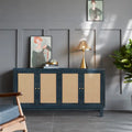 Pannelli di Grano Premium Realizzati a Mano, Mobile Credenza in Rattan, Mobile Contenitore d'Accento, Blu Scuro