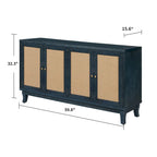 Pannelli di Grano Premium Realizzati a Mano, Mobile Credenza in Rattan, Mobile Contenitore d'Accento, Blu Scuro