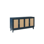 Pannelli di Grano Premium Realizzati a Mano, Mobile Credenza in Rattan, Mobile Contenitore d'Accento, Blu Scuro