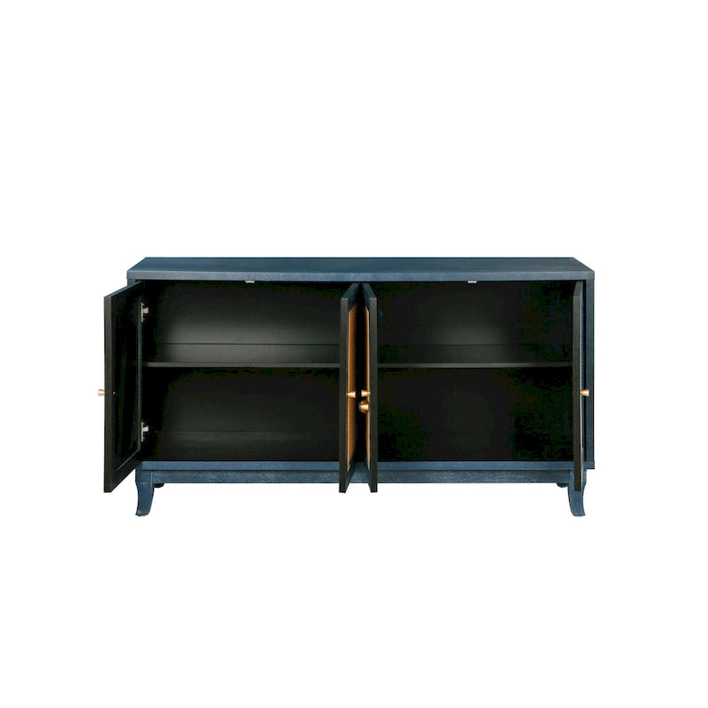 Pannelli di Grano Premium Realizzati a Mano, Mobile Credenza in Rattan, Mobile Contenitore d'Accento, Blu Scuro