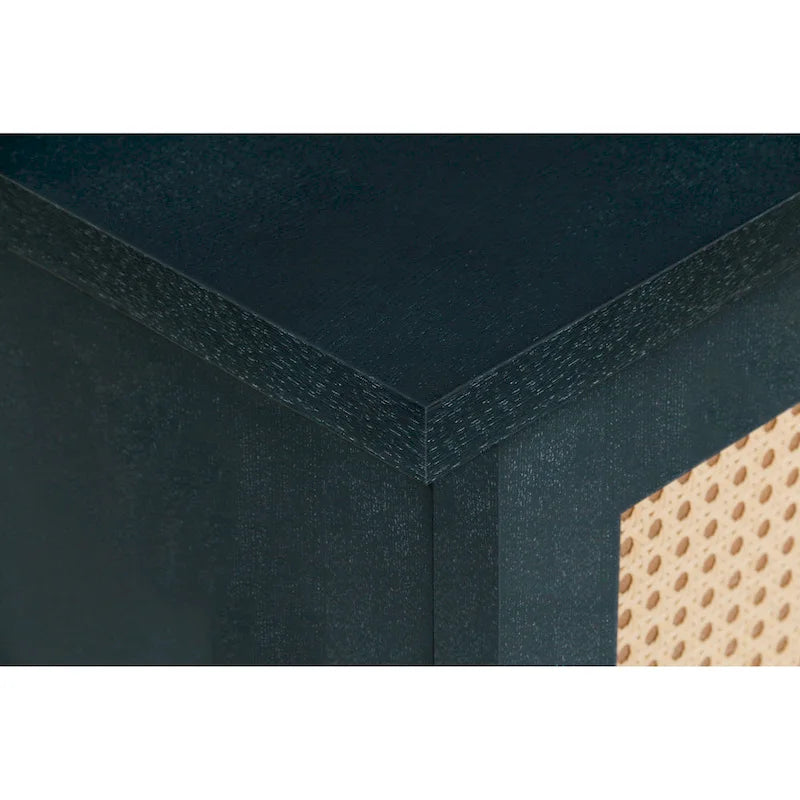 Pannelli di Grano Premium Realizzati a Mano, Mobile Credenza in Rattan, Mobile Contenitore d'Accento, Blu Scuro