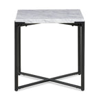Tavolino moderno 20 pollici, piano in marmo Carrara, struttura in acciaio, grigio liscio