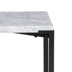 Tavolino moderno 20 pollici, piano in marmo Carrara, struttura in acciaio, grigio liscio